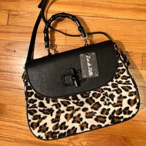 NWT Luxe De Ville Leopard print bag w/Bamboo RAB Pin-Up Retro Tiki Vtg-style